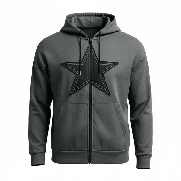 ROMWE Tops - ROMWE Dallas Cowboys Women's Gray Zip Up Hoodie Star Patch Casual Comfort Size M
